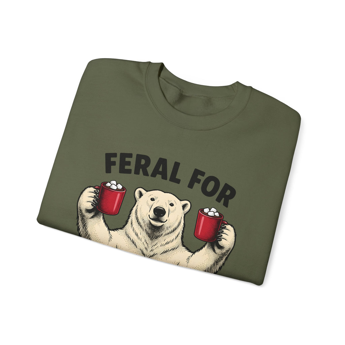 White Bear Holiday Frost Gift Rustic Polar Bear Christmas Fan Winter Cartoon Tea Mug Sweatshirt