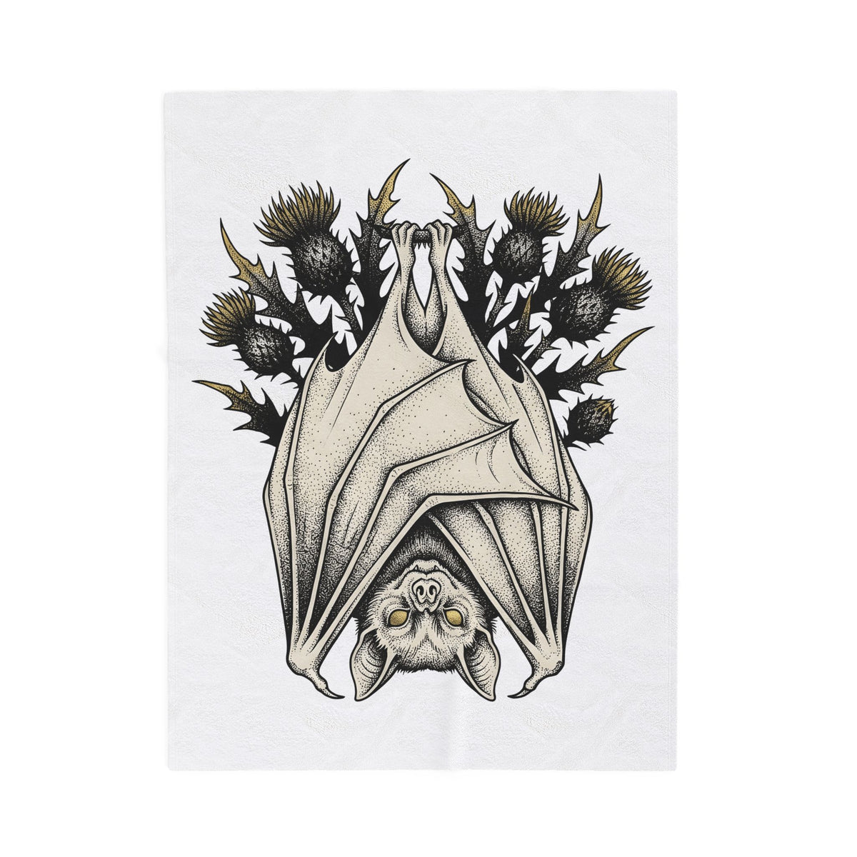 Bat Design Blanket Halloween Greenery Gift Women Macabre Blanket Bat Blanket Horror Fan Dark Blanket Foliage Graphic Sketch Bloom Blanket