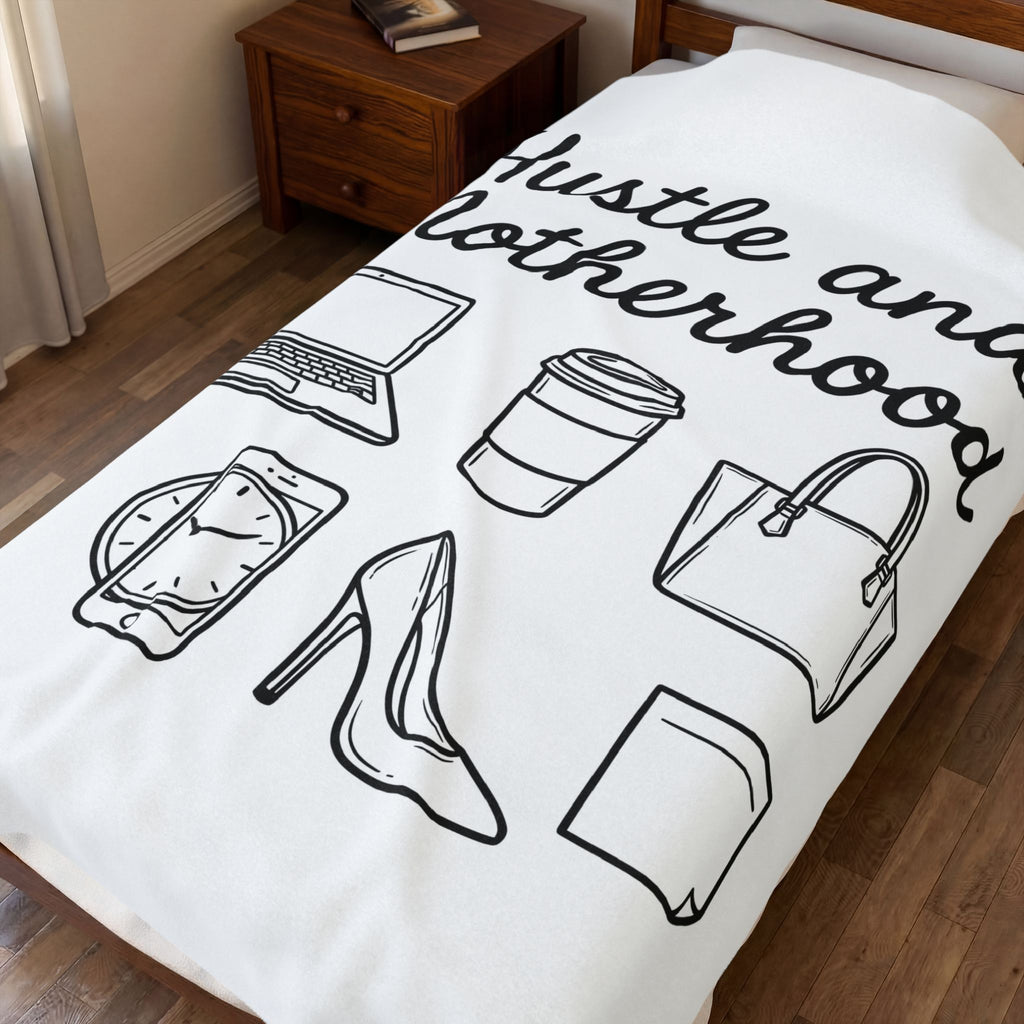 Laptop Coffee Purse Blanket Moms Work Gift Women Doodle Blanket Blanket Blanket Mother Enthusiast Hand Drawn Blanket Office Graphic Minimal Baby Bottle