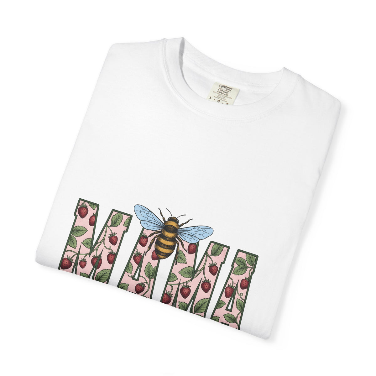 Honeybee Strawberry Art T-Shirt Moms Outdoors Gift Women Floral T-Shirt Bee T-Shirt Mom Fan Botanical T-Shirt Adventure Graphic Retro Foliage