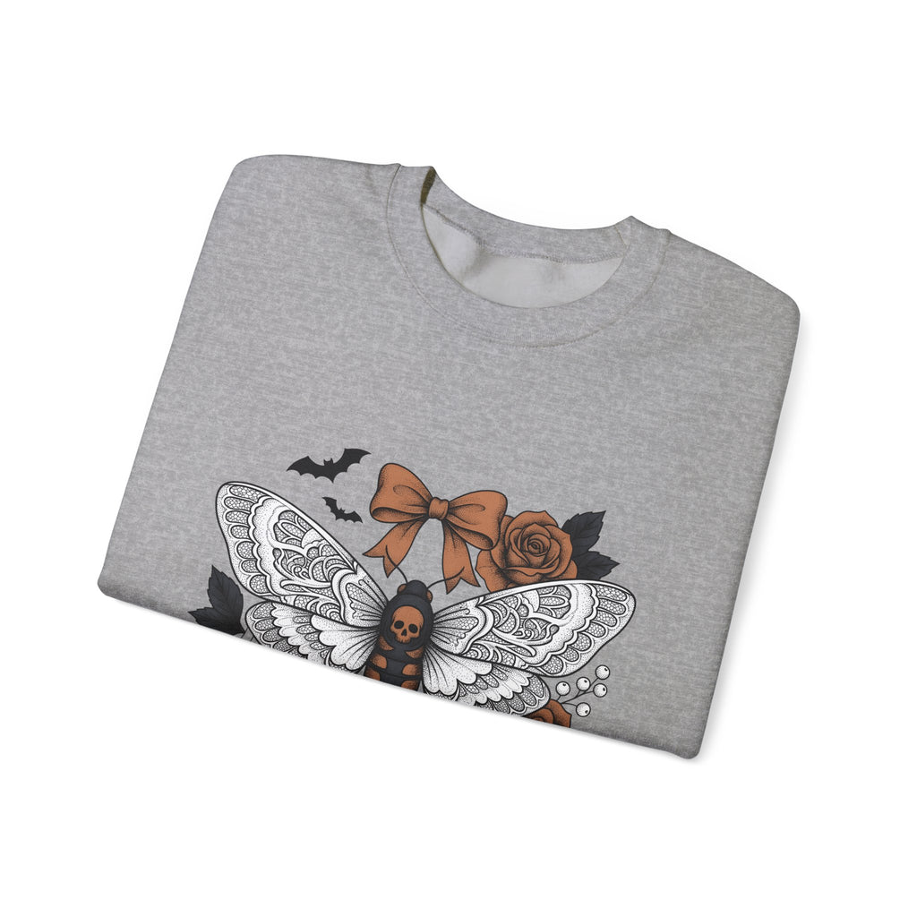 Skull Butterfly Sweatshirt Halloween Horror Gift Women Body Art Sweatshirt Sugar Skull Sweatshirt Horror Fan Tattoo Sweatshirt Macabre