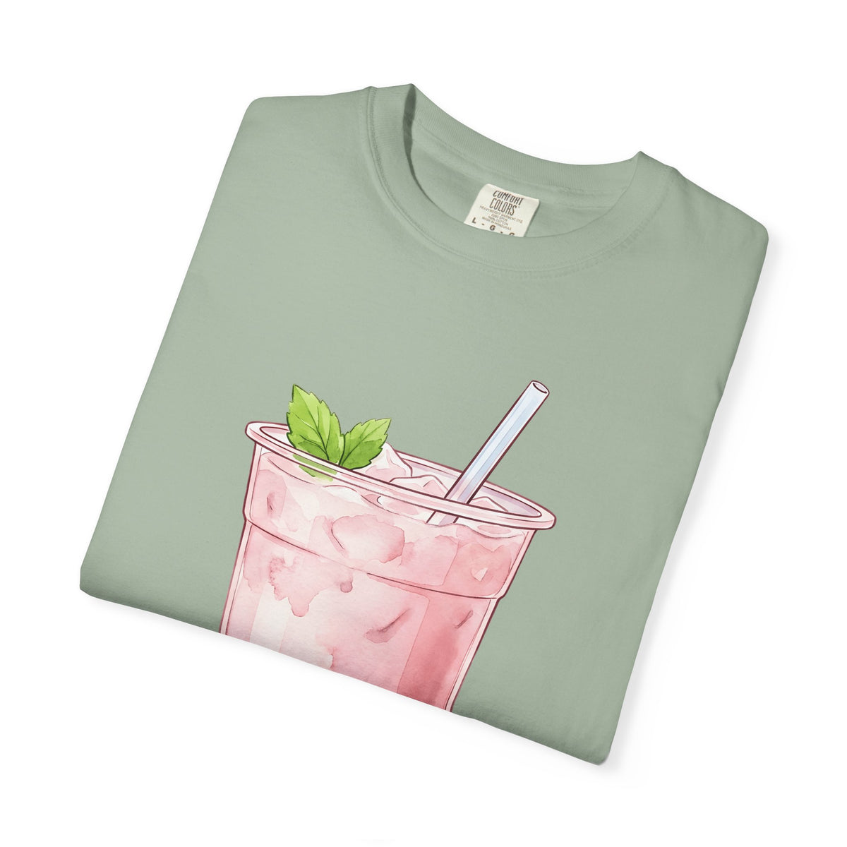 Strawberry Boba Tea T-Shirt Drinks Gastronomy Gift Women Gouache T-Shirt Boba Tea T-Shirt Beverage Fan Watercolor T-Shirt Foodie Graphic Clean Mint