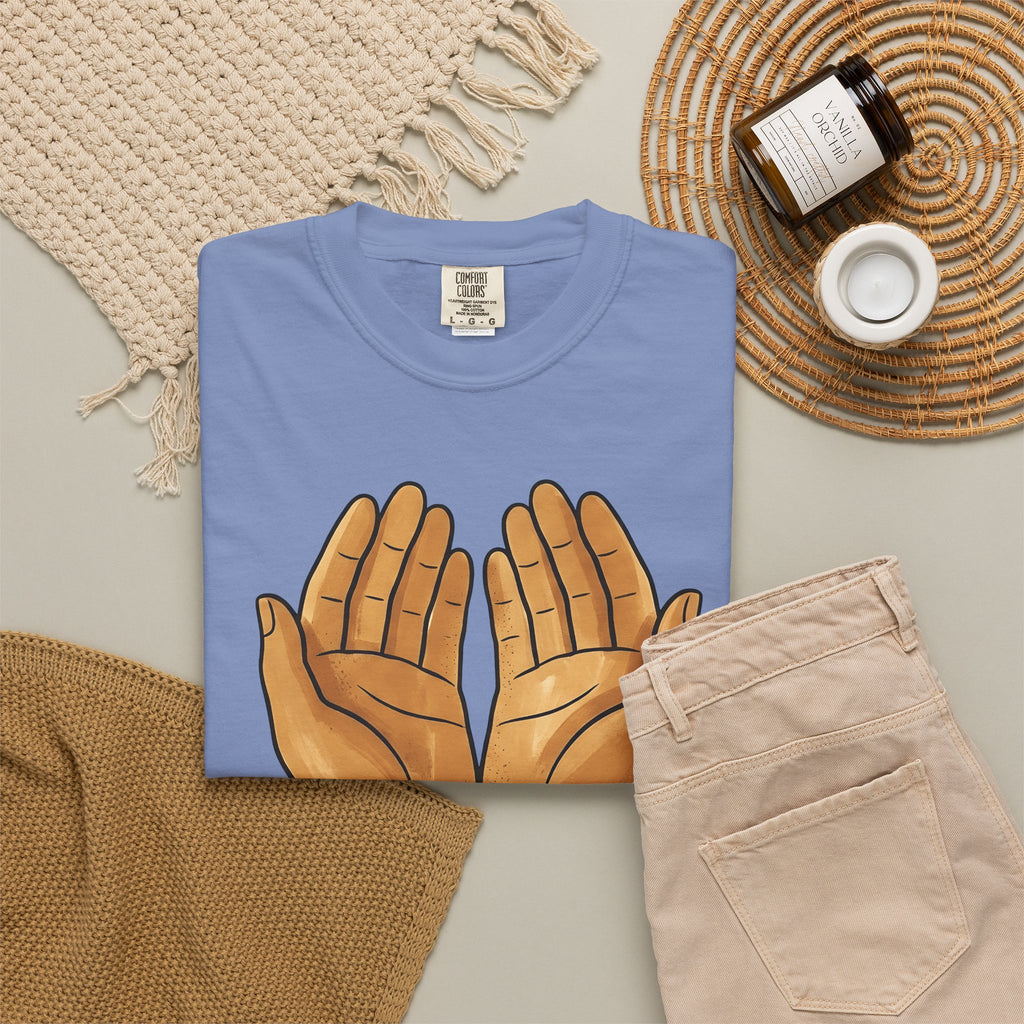 Open Palms T-Shirt Support Thanks Gift Women Sketch T-Shirt Hands T-Shirt Caregiver Enthusiast Drawing Illustration Gratitude Graphic Simple