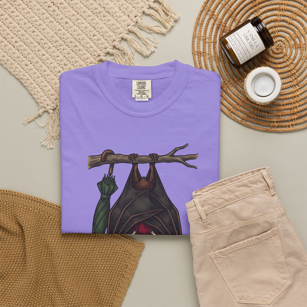 Bat Clipart T-Shirt Funny Creature Gift Women Doodle T-Shirt Bat T-Shirt Humor Fan Cartoon T-Shirt Beast Graphic Classic Parasol T-Shirt