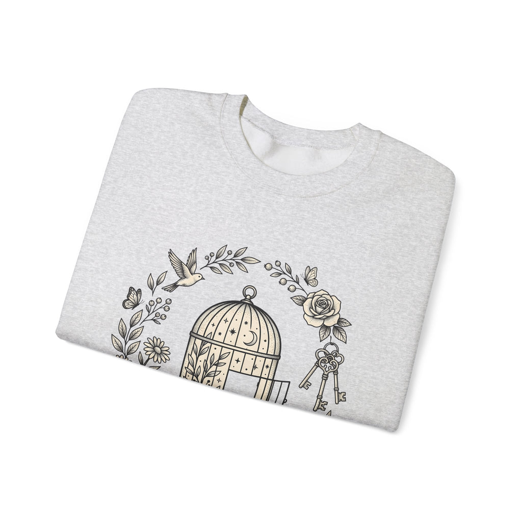 Cage Bird Sweatshirt Floral Environment Gift Women Earthy Sweatshirt Aviary Sweatshirt Flower Fan Botanical Sweatshirt Eco Graphic Antique Bloom Sweatshirt