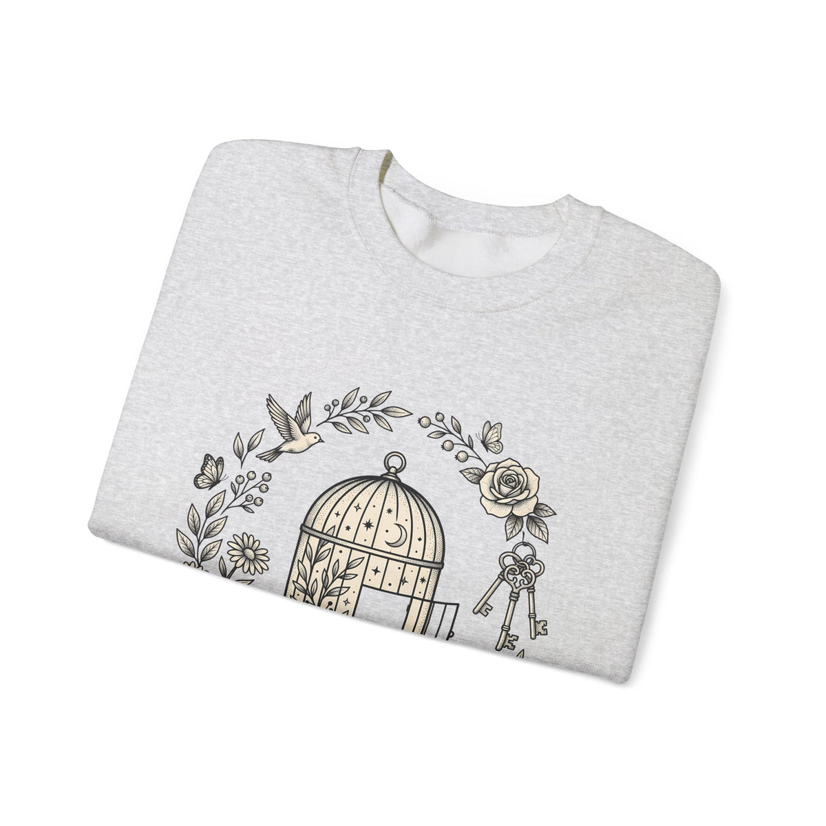 Cage Bird Sweatshirt Floral Environment Gift Women Earthy Sweatshirt Aviary Sweatshirt Flower Fan Botanical Sweatshirt Eco Graphic Antique Bloom Sweatshirt
