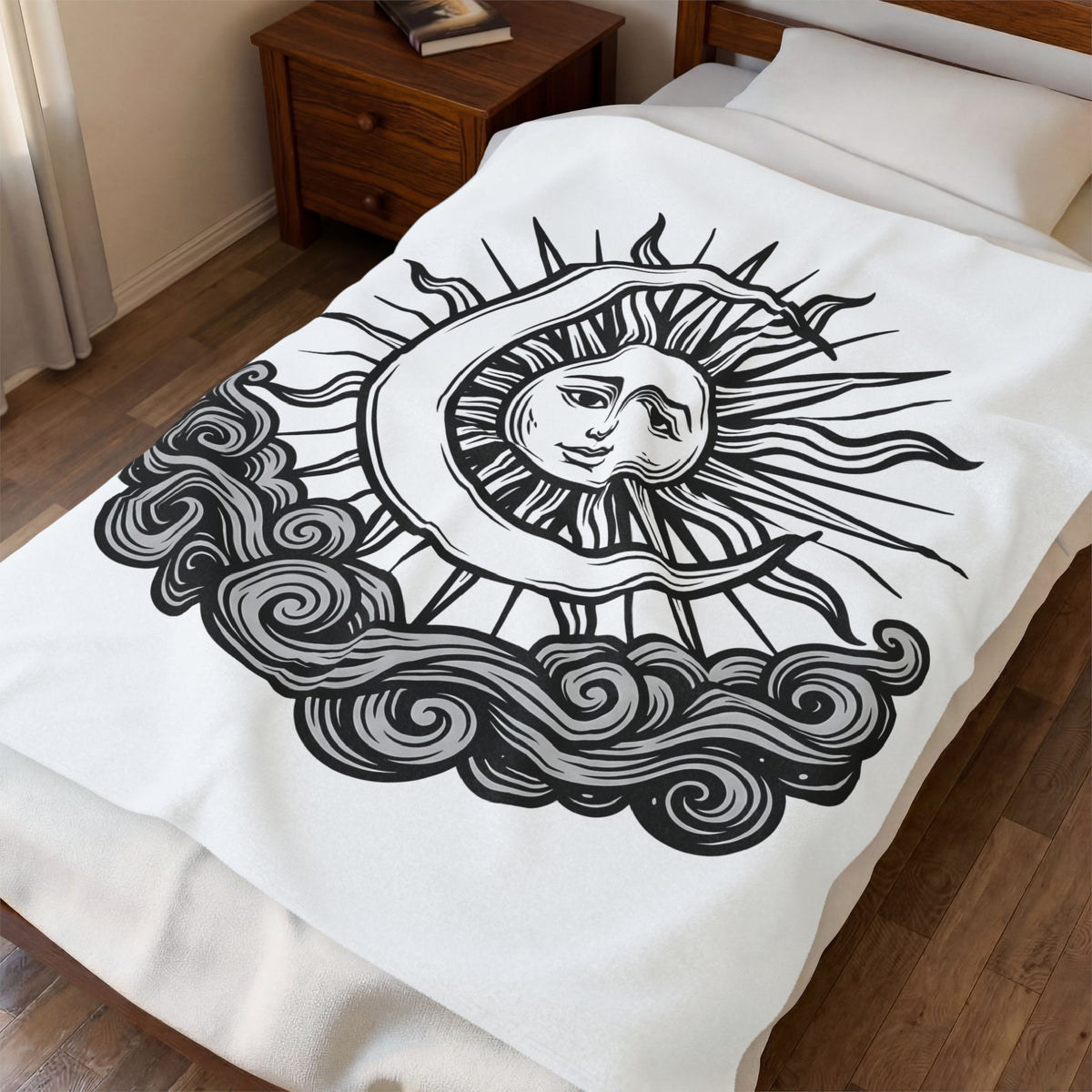 Sun Moon Boho Chic Astrology Gift Sketch Celestial Body Bohemian Enthusiast Drawing Astrology Blanket