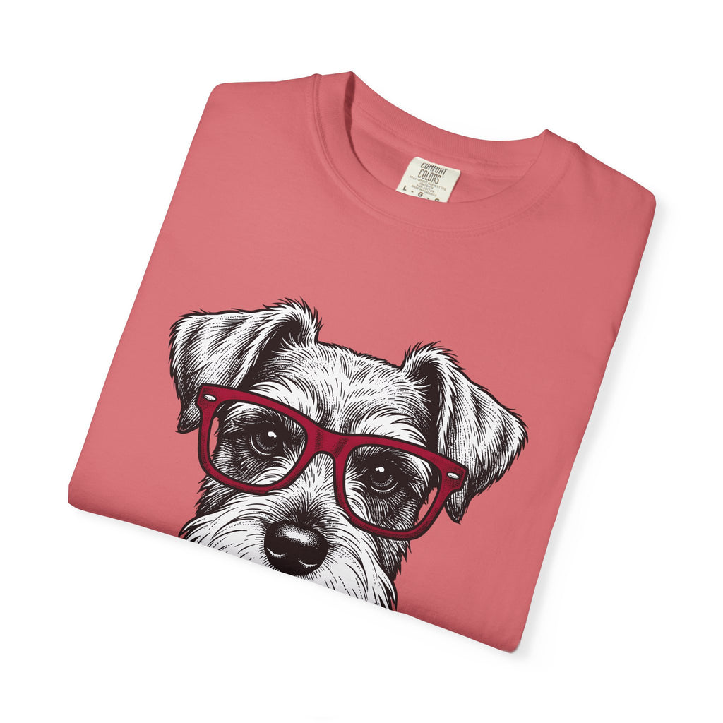 Schnauzer Pet T-Shirt Dog Critters Gift Women Line Art T-Shirt Dog T-Shirt Dog Fan Dog Graphic Dog Graphic Cartoon Spectacles T-Shirt