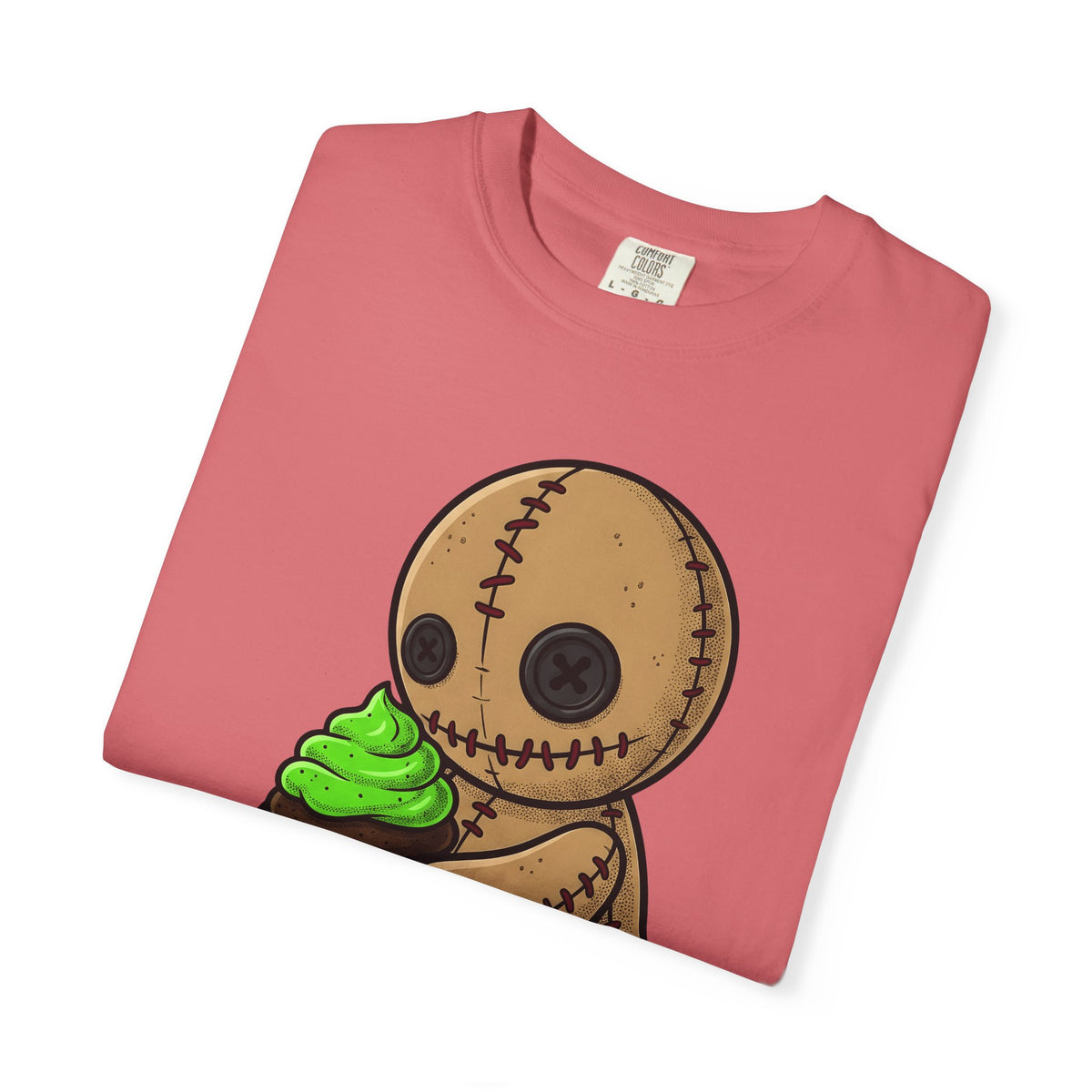 Voodoo Doll T-Shirt Desserts Spooky Gift Women Cartoon T-Shirt Poppet T-Shirt Pastry Fan Comic T-Shirt Horror Graphic Gothic Cupcake T-Shirt