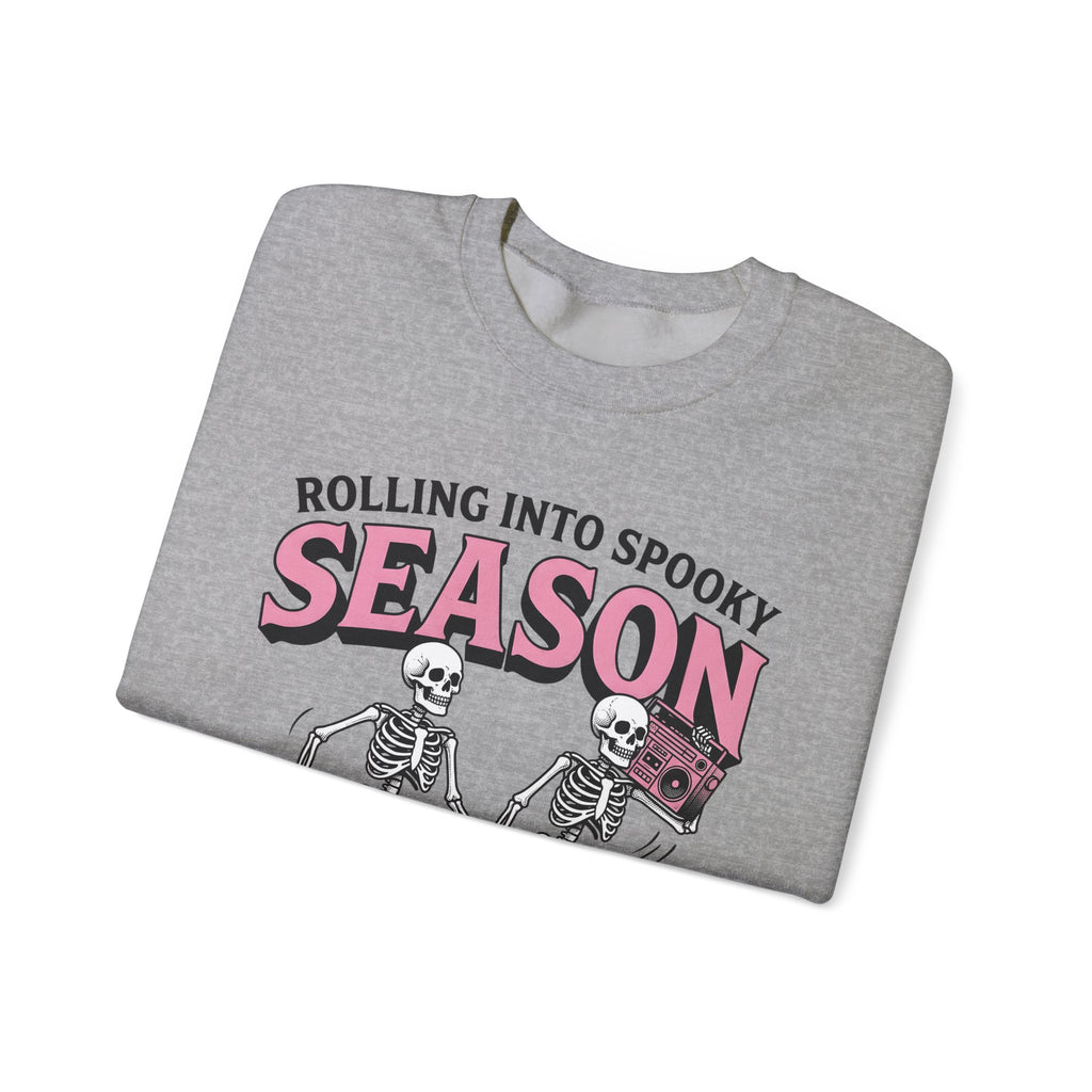 Skull Roller Skate Sweatshirt Halloween Celebration Gift Women Vintage Sweatshirt Roller Skating Sweatshirt Spooky Fan Retro Sweatshirt