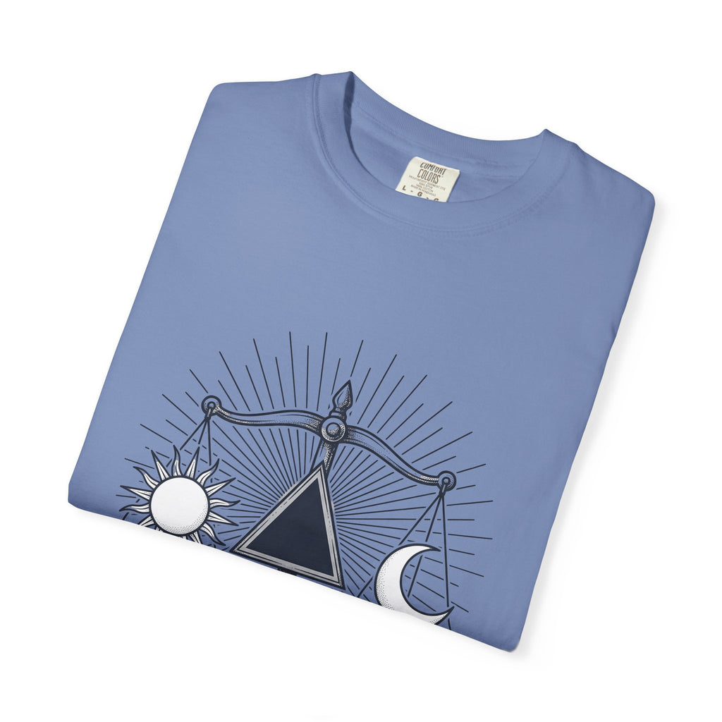 Sun Moon Symmetry T-Shirt Boho Chic Star Signs Gift Women Fantasy T-Shirt Lunar T-Shirt Bohemian Fan Mystical T-Shirt Zodiac Graphic Sketch Scale