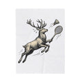 Fawn Badminton Blanket Sports Fauna Gift Women Doodle Blanket Shuttlecock Blanket Athlete Fan Hand Drawn Blanket Wildlife Graphic Silhouette Bat