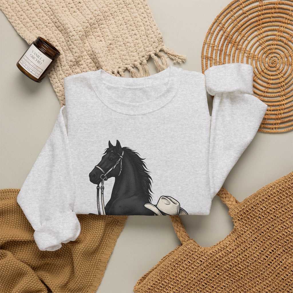 Ranch Horse Sweatshirt Cowgirl Cowboy Gift Women Old School Sweatshirt Ranch Horse Sweatshirt Rodeo Fan Vintage Sweatshirt Cowboy Graphic Line Art Power Bolt