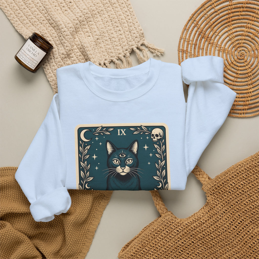 Mystic Cat Sweatshirt Boho Chic Witchcraft Gift Women Tarot Sweatshirt Kitty Sweatshirt Bohemian Fan Occult Graphic Vintage Crystal Ball Sweatshirt
