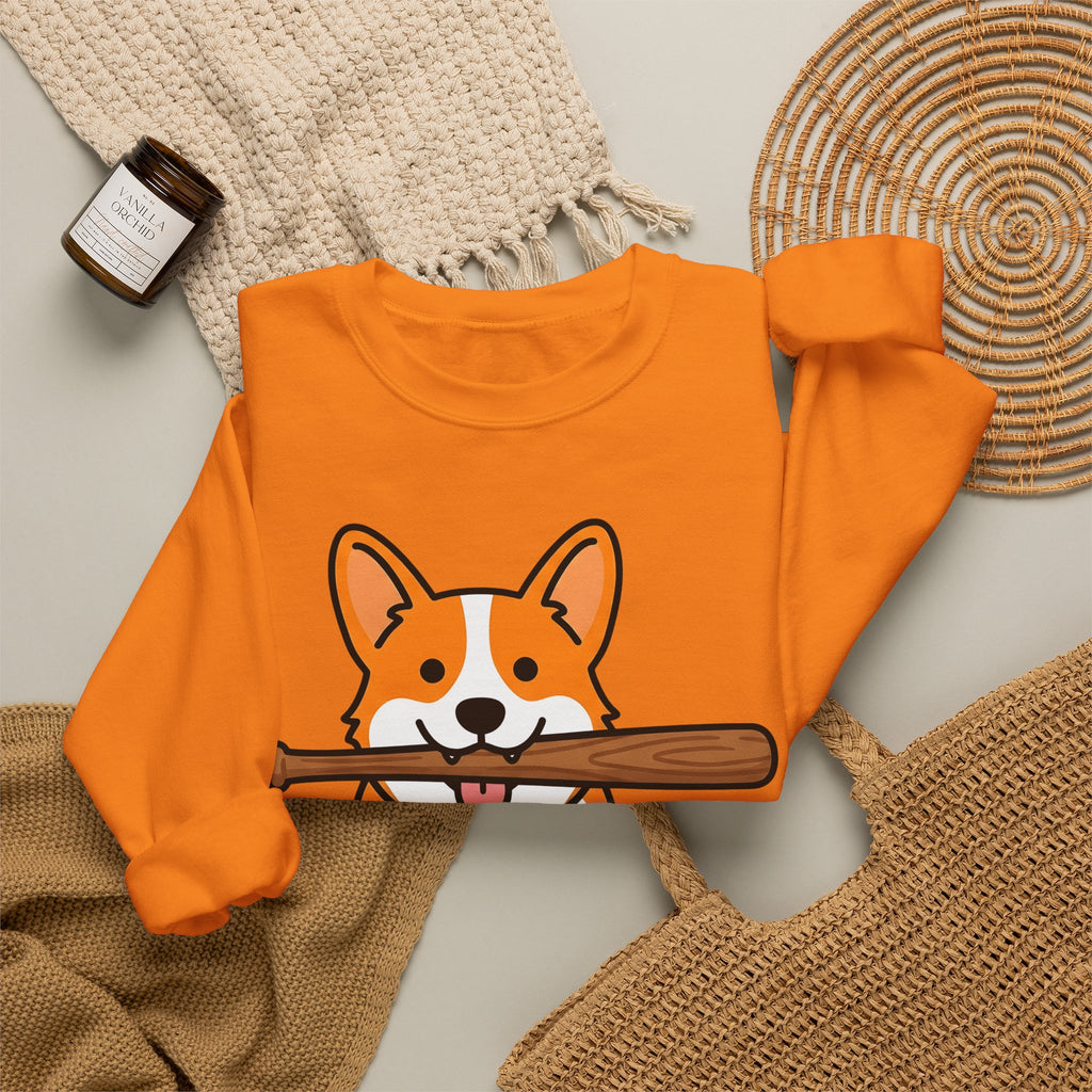 Corgi Pet Sweatshirt Dog Funny Gift Women Animation Sweatshirt Puppy Sweatshirt Dog Fan Cartoon Sweatshirt Humor Graphic Manga Bat Ball Sweatshirt