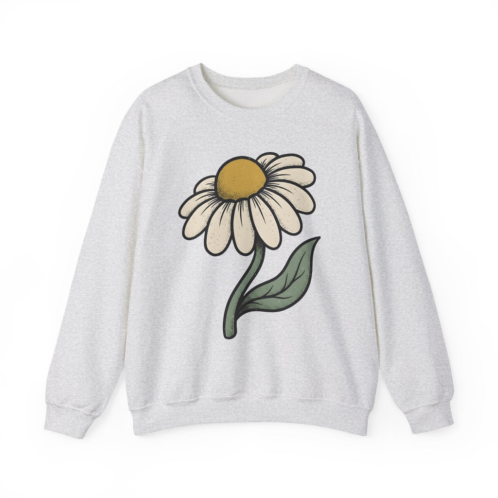 Daisy Petal Sweatshirt Floral Nature Gift Women Cartoon Sweatshirt Flower Sweatshirt Botanical Fan Comic Sweatshirt Outdoor Graphic Silhouette Sprig Sweatshirt