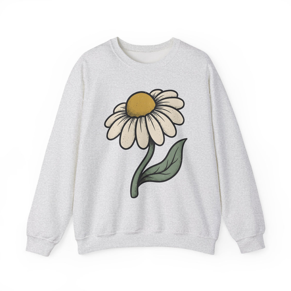 Daisy Petal Sweatshirt Floral Nature Gift Women Cartoon Sweatshirt Flower Sweatshirt Botanical Fan Comic Sweatshirt Outdoor Graphic Silhouette Sprig Sweatshirt