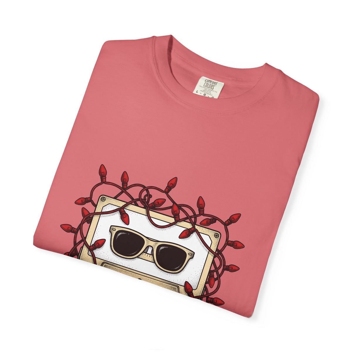 Cassette Tape T-Shirt Christmas Music Gift Women Retro T-Shirt Mixtape T-Shirt Xmas Fan Retro T-Shirt Melody Graphic Vintage Sunglasses T-Shirt