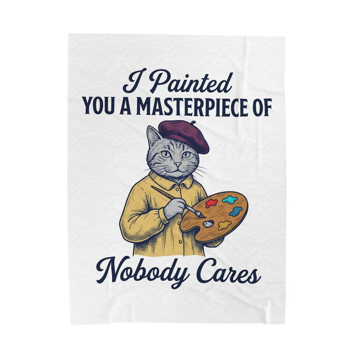 Artist Cat Blanket Cat Humor Gift Women Vintage Blanket Kitty Cat Blanket Feline Fan Retro Blanket Funny Graphic Hand Drawn Paint Palette Blanket