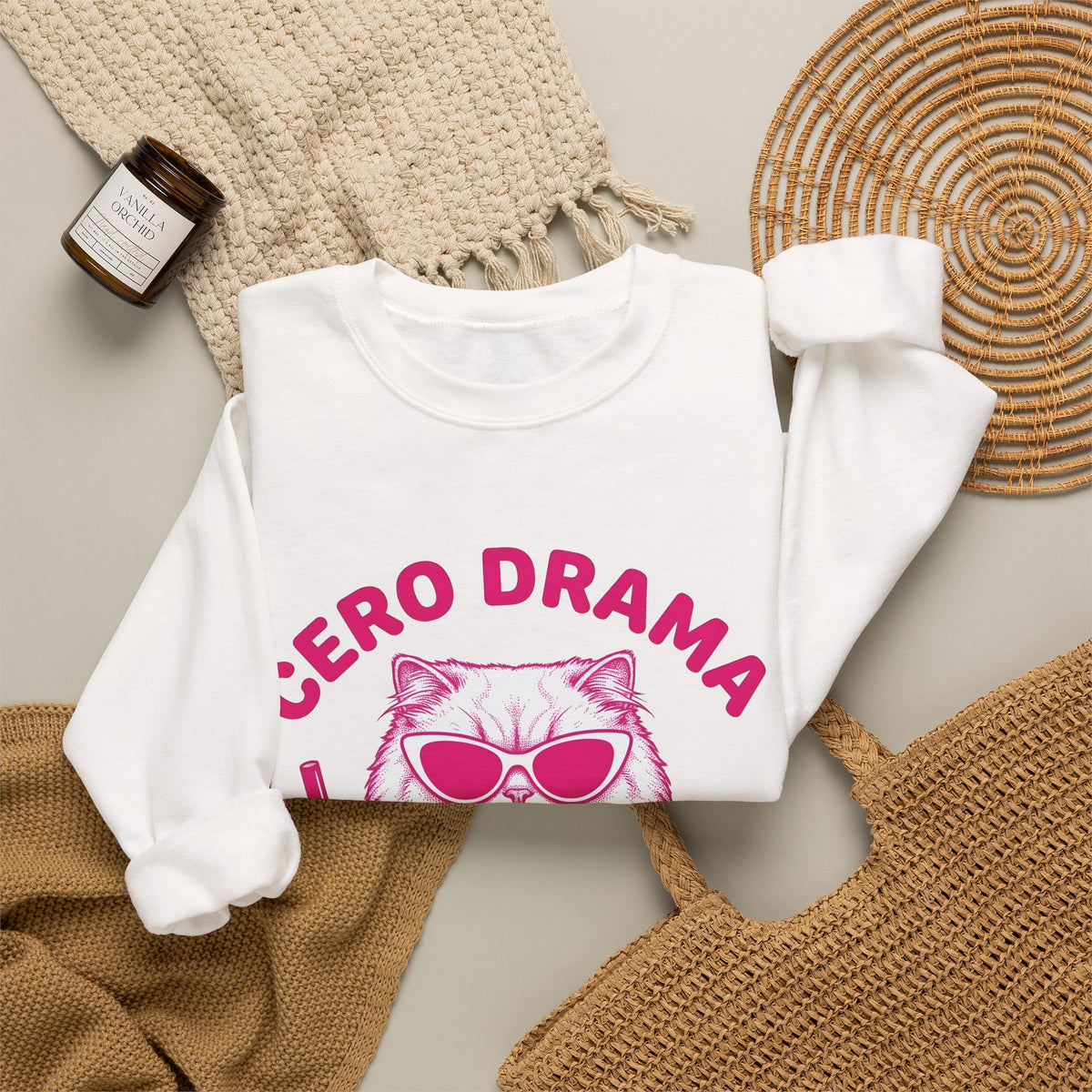 Cat Eyewear Sweatshirt Funny Critter Gift Women Line Art Sweatshirt Glasses Sweatshirt Humor Fan Cartoon Sweatshirt Animal Graphic Illustration Bubble Tea