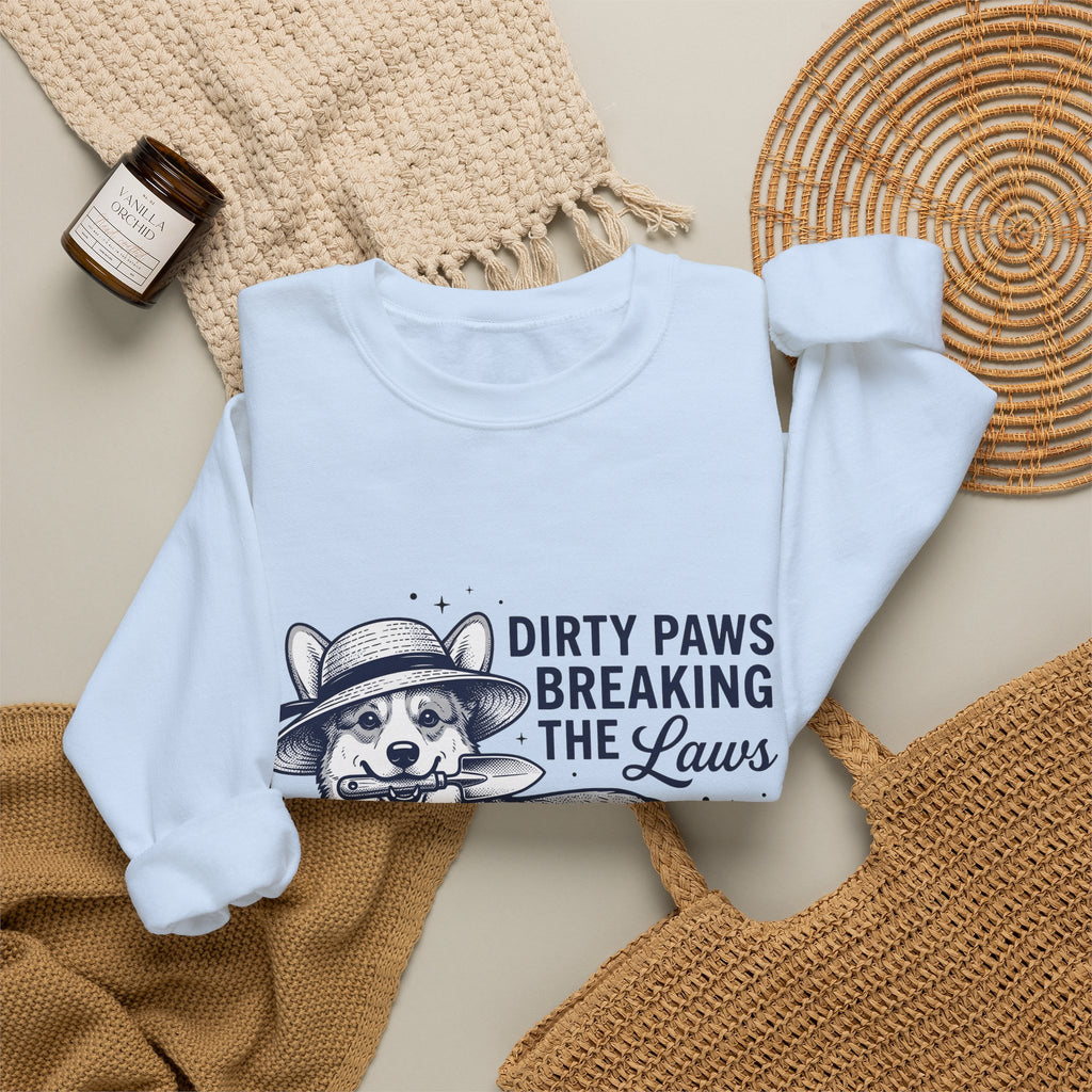 Corgi Canine Sweatshirt Dog Horticulture Gift Women Old School Sweatshirt Dog Sweatshirt Dog Fan Puppy Sweatshirt Gardening Graphic Outline Hand Shovel Sweatshirt