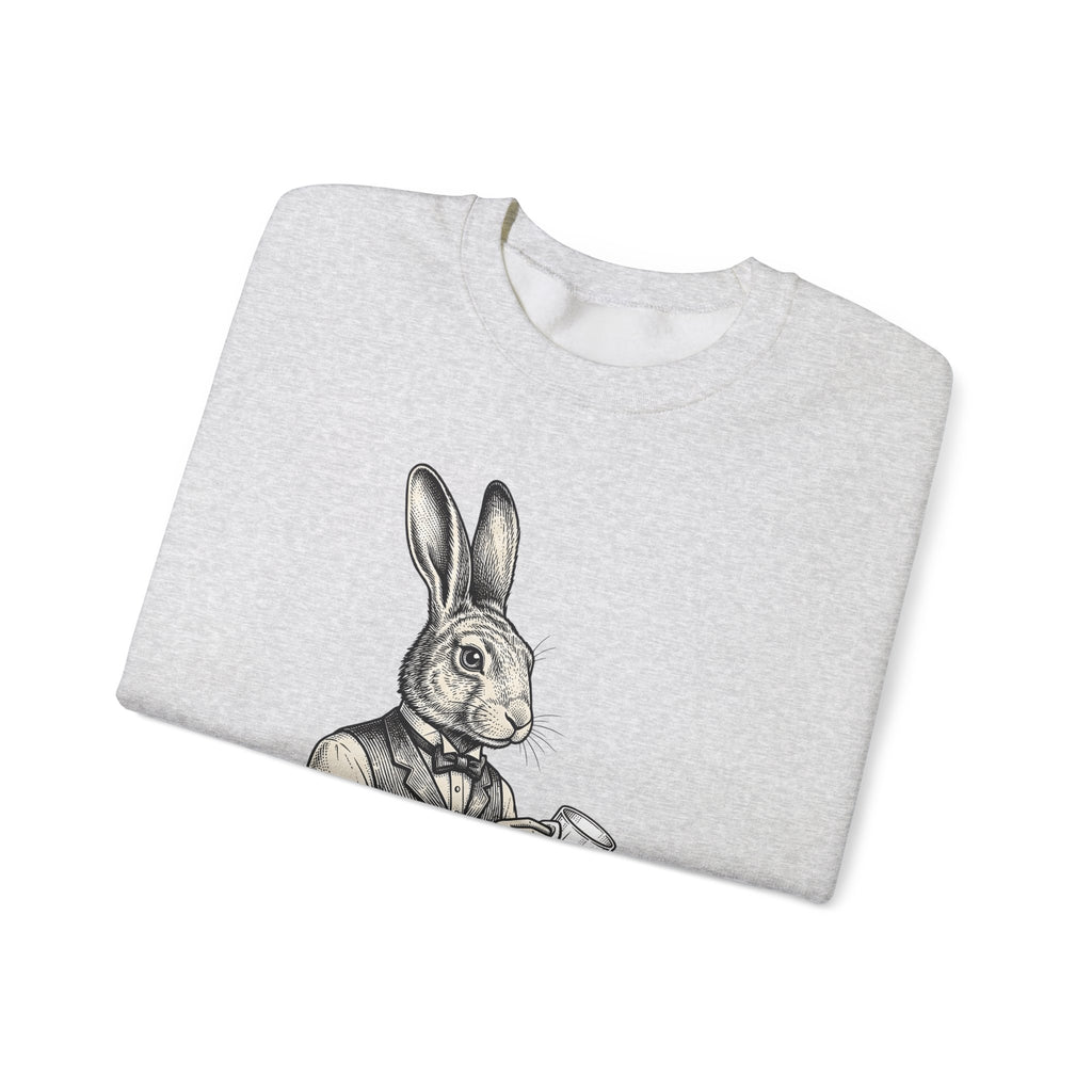 Rabbit Bartender Sweatshirt Animal Bar Gift Women Vintage Sweatshirt Bunny Sweatshirt Pet Fan Retro Sweatshirt Pub Graphic Hand Drawn Playing Card Sweatshirt