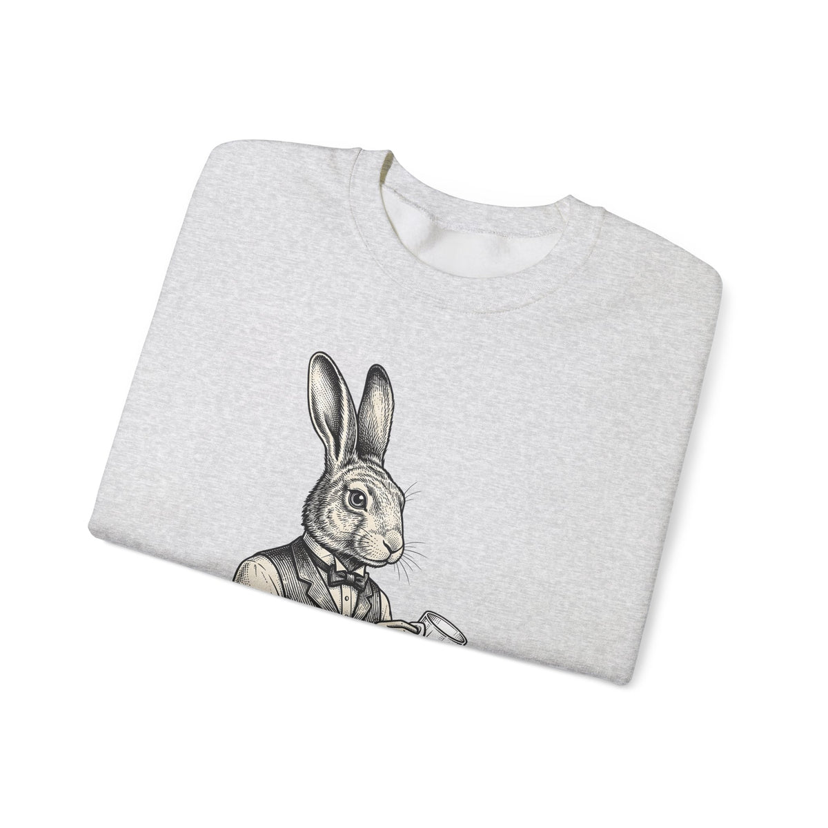 Rabbit Bartender Sweatshirt Animal Bar Gift Women Vintage Sweatshirt Bunny Sweatshirt Pet Fan Retro Sweatshirt Pub Graphic Hand Drawn Playing Card Sweatshirt