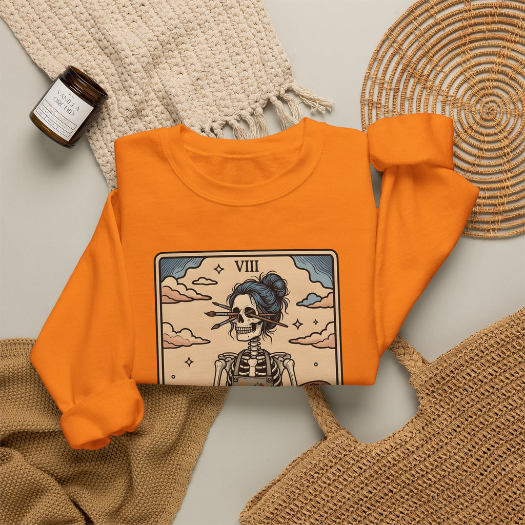 Skeleton Artist Sweatshirt Artist Gothic Gift Women Tarot Card Sweatshirt Skeleton Sweatshirt Art Enthusiast Occult Graphic Sweatshirt Vintage Sunflower Sweatshirt