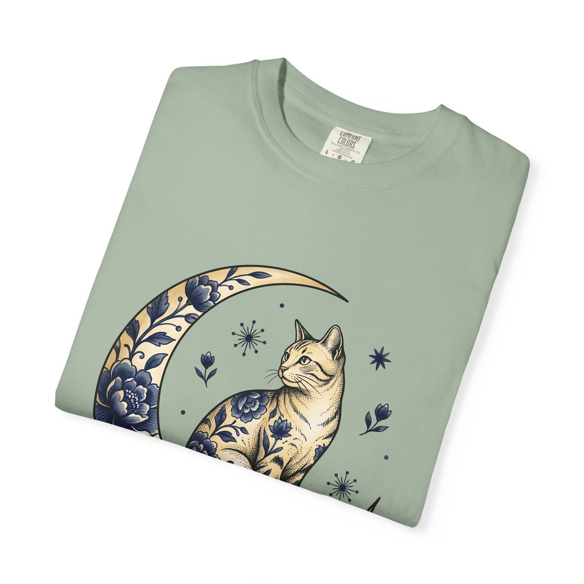 Flower Kitty T-Shirt Cat Astrology Gift Women Hippie T-Shirt Kitty Cat T-Shirt Cat Fan Zodiac Graphic T-Shirt Retro Half Moon T-Shirt
