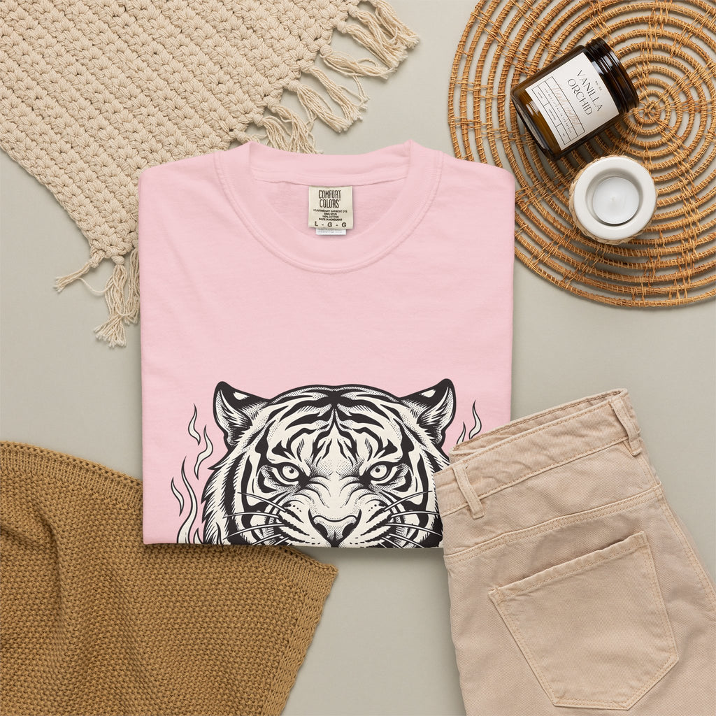 Tiger Face T-Shirt Tiger Wildlife Gift Women Tribal T-Shirt Tiger T-Shirt Tiger Fan Big Cat Graphic Retro Fire T-Shirt