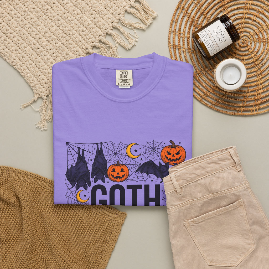 Vampire Pumpkin Goth Autumn Gift Horror Bloodsucking Dark Fan Macabre Fall Hand Drawn Webbing T-Shirt