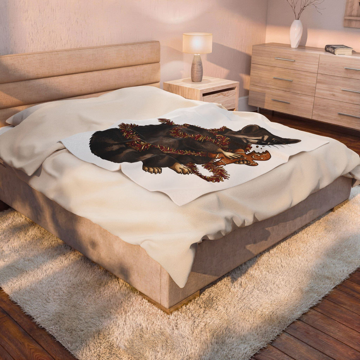 Raccoon Graphic Blanket Christmas Animal Gift Women Cute Blanket Trash Panda Blanket Xmas Fan Wildlife Graphic Illustration Hand Drawn Gingerbread