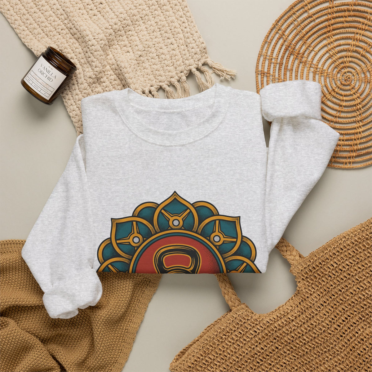 Kettlebell Mandala Sweatshirt Sports Fitness Gift Women Boho Sweatshirt Kettlebell Sweatshirt Athlete Enthusiast Hippie Sweatshirt Workout Graphic Vintage