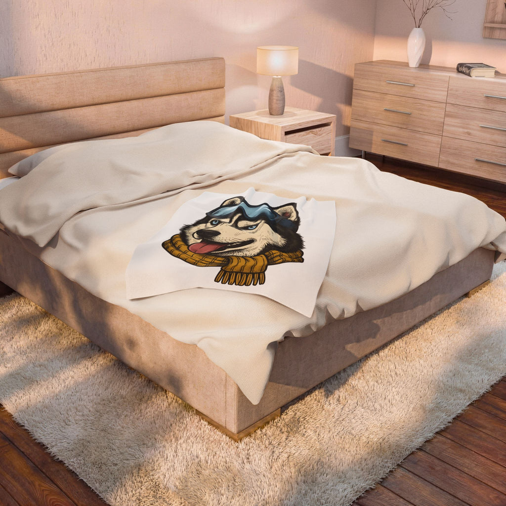 Husky Wolf Blanket Dog Snow Gift Women Line Art Blanket Wolfdog Blanket Dog Fan Siberian Graphic Blanket Hand Drawn Neckerchief Blanket
