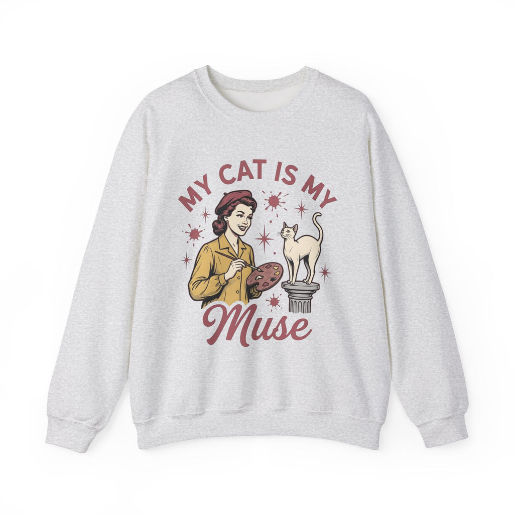 Kitty Artist Sweatshirt Cat Fauna Gift Women Antique Sweatshirt Cat Lady Sweatshirt Feline Fan Vintage Sweatshirt Wildlife Graphic Heritage Art Palette Sweatshirt