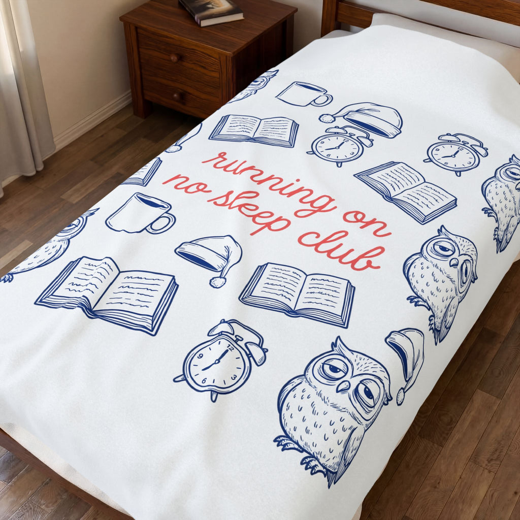 Sleepy Owl Blanket Mom Book Gift Women Hand Drawn Blanket Owl Blanket Mother Fan Owl Blanket Bibliophile Graphic Doodle Coffee Blanket Blanket