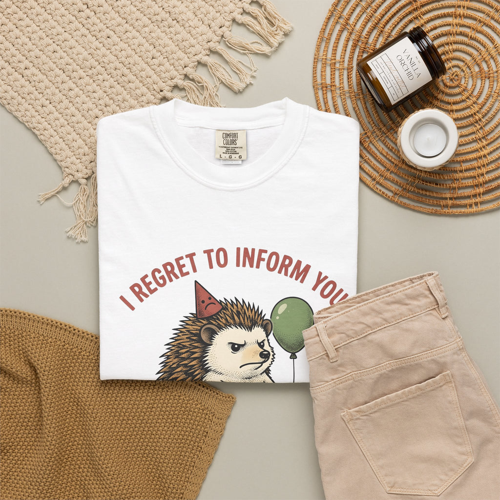 Hedgehog Art T-Shirt Funny Creatures Gift Women Whimsical T-Shirt Porcupine T-Shirt Humor Fan Cartoon T-Shirt Animal Graphic Sketch Balloon T-Shirt