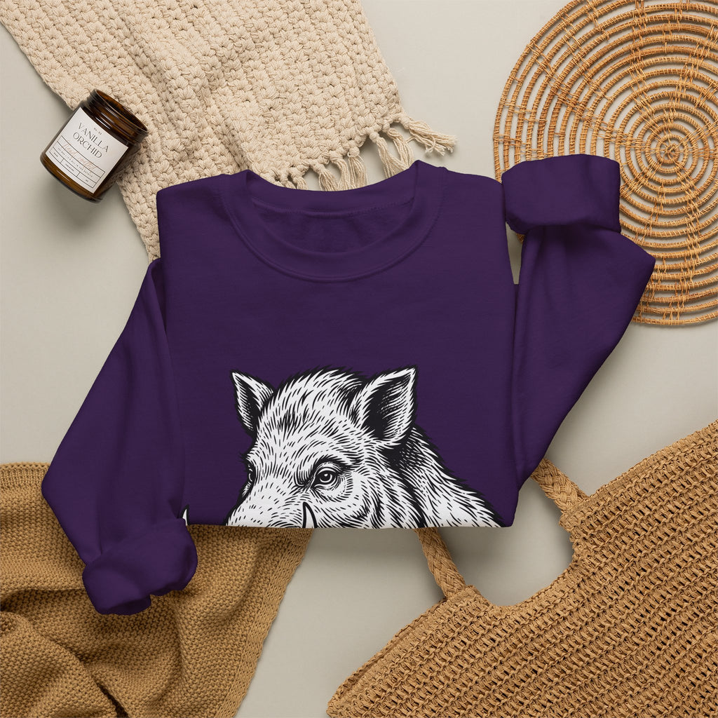 Boar Pipe Sweatshirt Funny Animal Gift Women Woodcut Sweatshirt Smoking Pipe Sweatshirt Humor Fan Print Sweatshirt Wildlife Graphic Vintage Anchor Sweatshirt