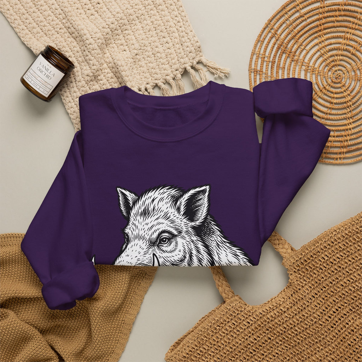 Boar Pipe Sweatshirt Funny Animal Gift Women Woodcut Sweatshirt Smoking Pipe Sweatshirt Humor Fan Print Sweatshirt Wildlife Graphic Vintage Anchor Sweatshirt