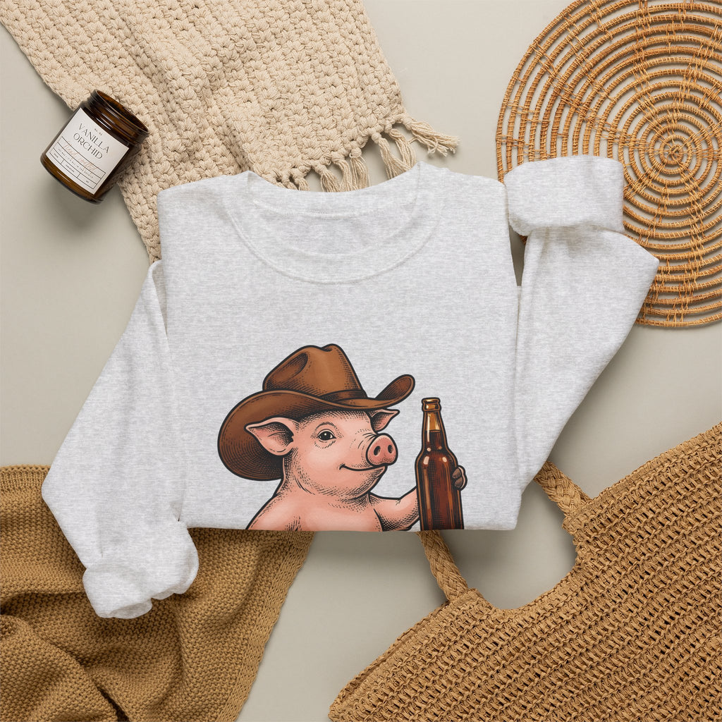 Western Pig Cowgirl Country Gift Cartoon Swine Rodeo Fan Rustic Old School Sweatshirt
