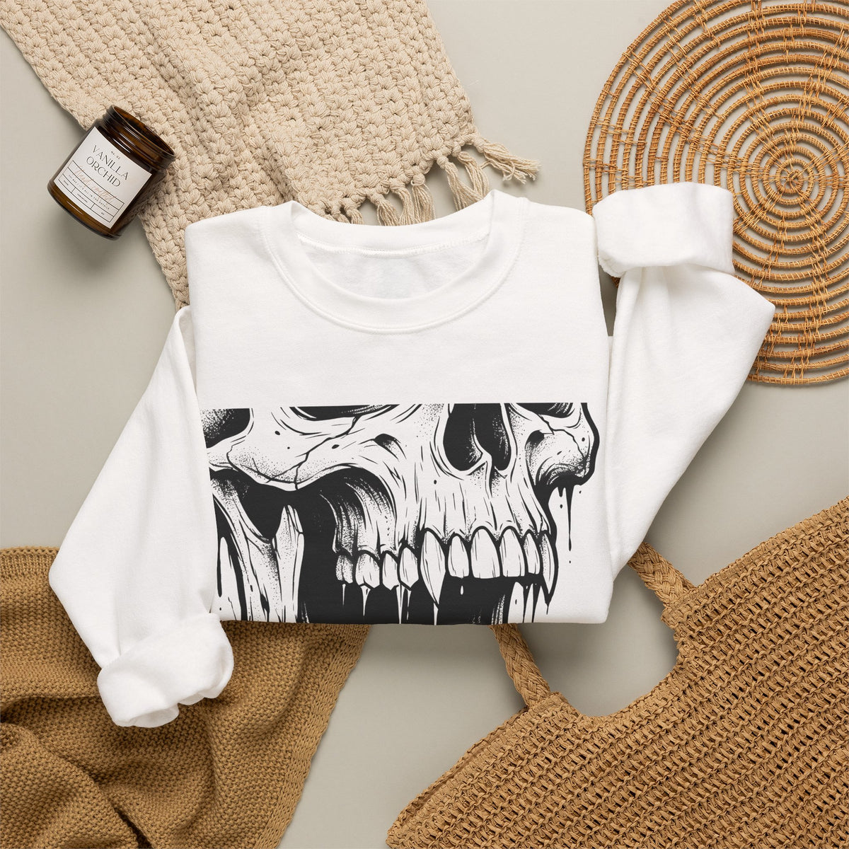 Skull Art Sweatshirt Gothic Fright Gift Women Macabre Sweatshirt Skull T-Sh