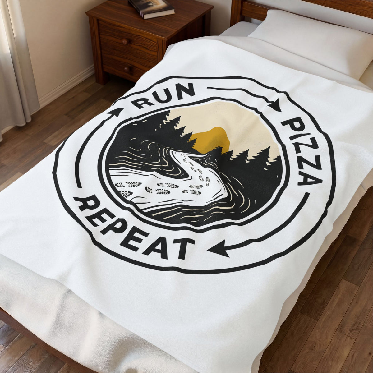 Hiking Trail Sports Jogging Gift Sketch Trail Athlete Enthusiast Drawing Runner Cartoon Blanket