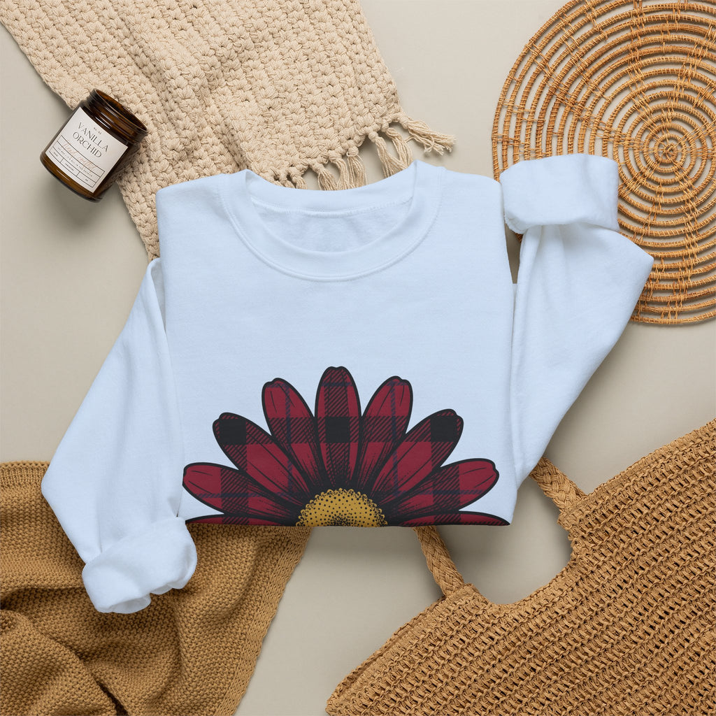 Gingham Flower Sweatshirt Moms Petals Gift Women Boho Sweatshirt Gingham Sweatshirt Motherhood Fan Bohemian Sweatshirt Floral Graphic Retro Flower Sweatshirt