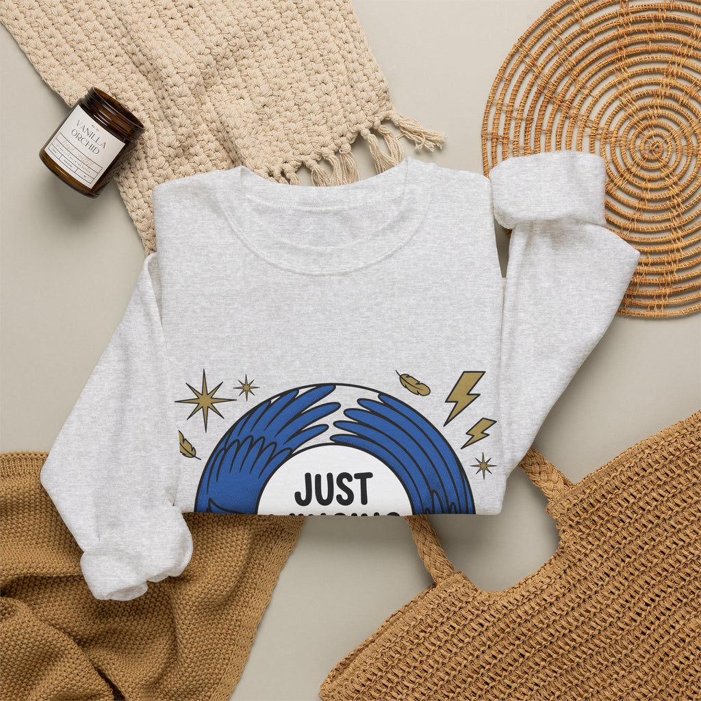 Blue Bird Drawing Sweatshirt Funny Creatures Gift Women Hand Drawn Sweatshirt Bird Sweatshirt Comedy Fan Cartoon Sweatshirt Animal Graphic Classic Electric