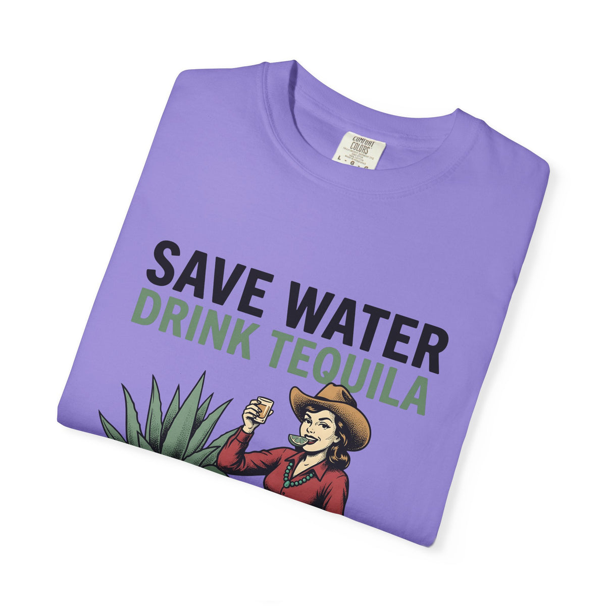 Cowgirl Graphic T-Shirt Cowgirl Tequila Gift Women Vintage T-Shirt Western T-Shirt Cowboy Fan Retro T-Shirt Spirits Graphic Tequila Illustration