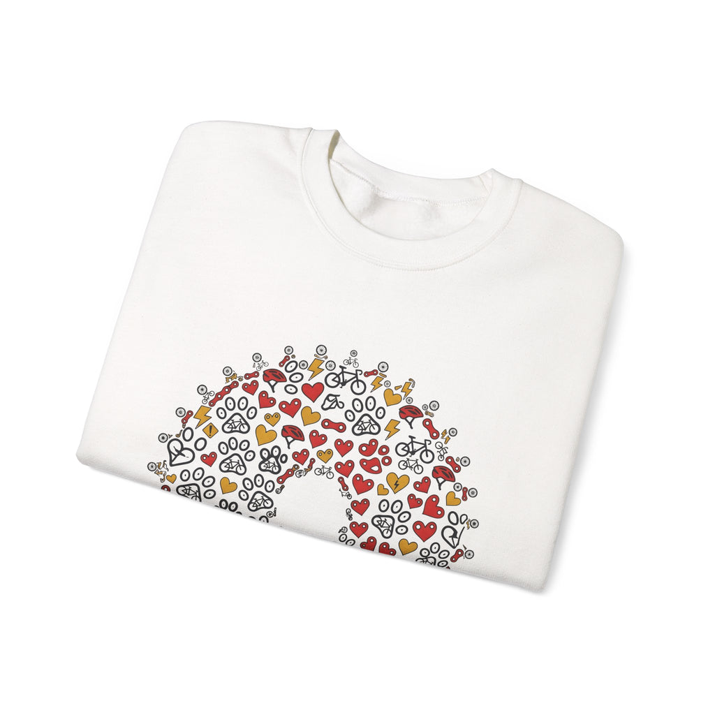 Bicycle Romance Motif Sweatshirt St Valentines Day Bike Gear Gift Women Line Art Sweatshirt Cycle Sweatshirt Valentines Day Enthusiast Illustration Sweatshirt