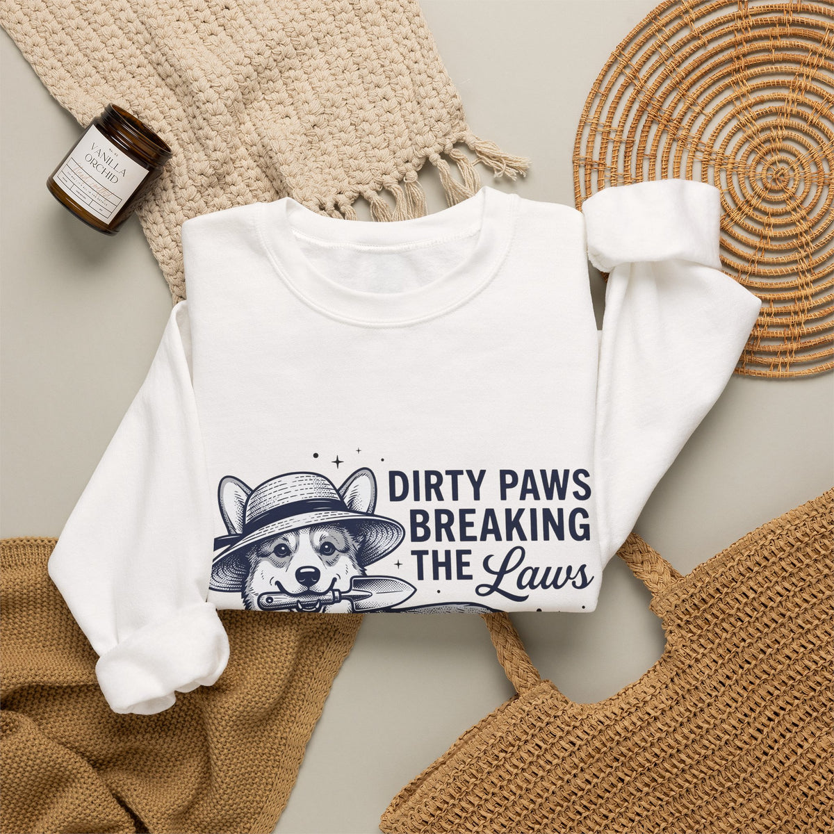 Corgi Canine Sweatshirt Dog Horticulture Gift Women Old School Sweatshirt Dog Sweatshirt Dog Fan Puppy Sweatshirt Gardening Graphic Outline Hand Shovel Sweatshirt