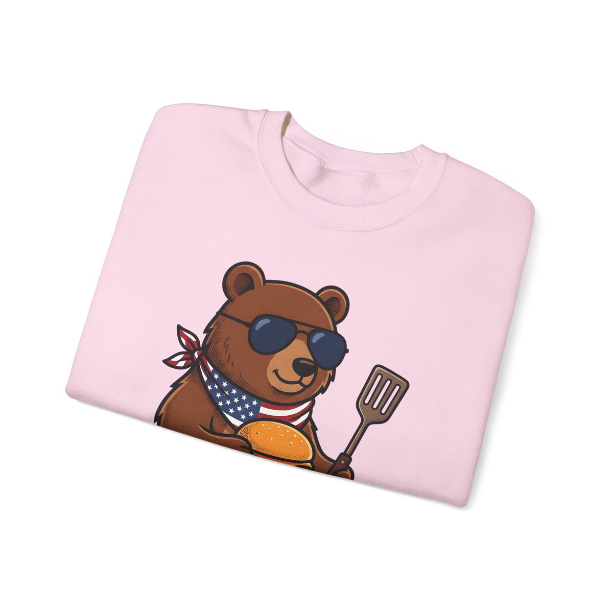 Bear Sandwich Sweatshirt 4th Of July Grilling Gift Women Comic Sweatshirt Sandwich Sweatshirt Independence Fan Cartoon Sweatshirt Barbecue Graphic Vintage