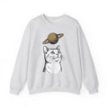 Cat Graphic Sweatshirt Cat Space Gift Women Line Art Sweatshirt Kitten Sweatshirt Feline Fan Simple Sweatshirt Galaxy Graphic Minimalist Planet Sweatshirt