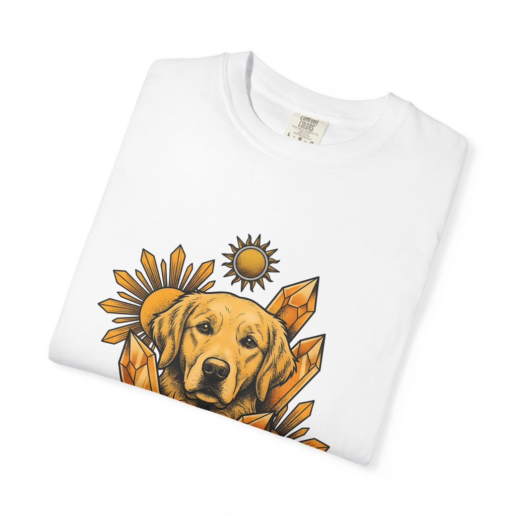 Golden Retriever T-Shirt Dog Sunlight Gift Women Bohemian T-Shirt Retriever T-Shirt Dog Fan Puppy T-Shirt Sunshine Graphic Retro Crystals T-Shirt